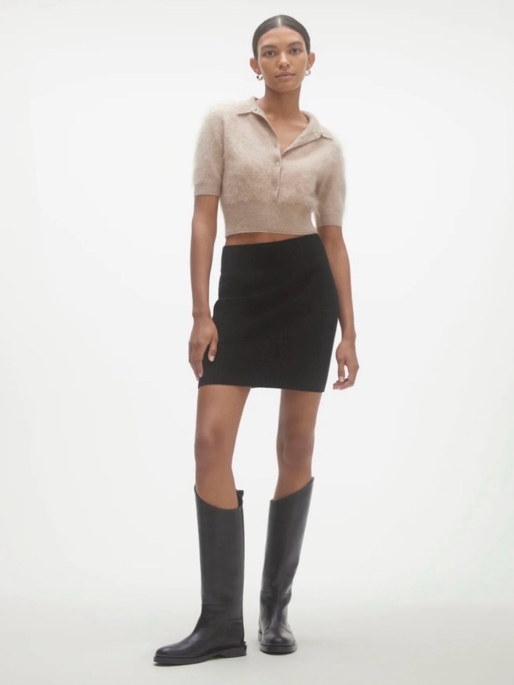 NEW Naked Cashmere 100% Cashmere Mini Skirt in Black, size S